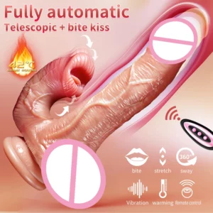 Realistic Telescopic Vibrator – Vaginal & Anal Heated Dildo for Women