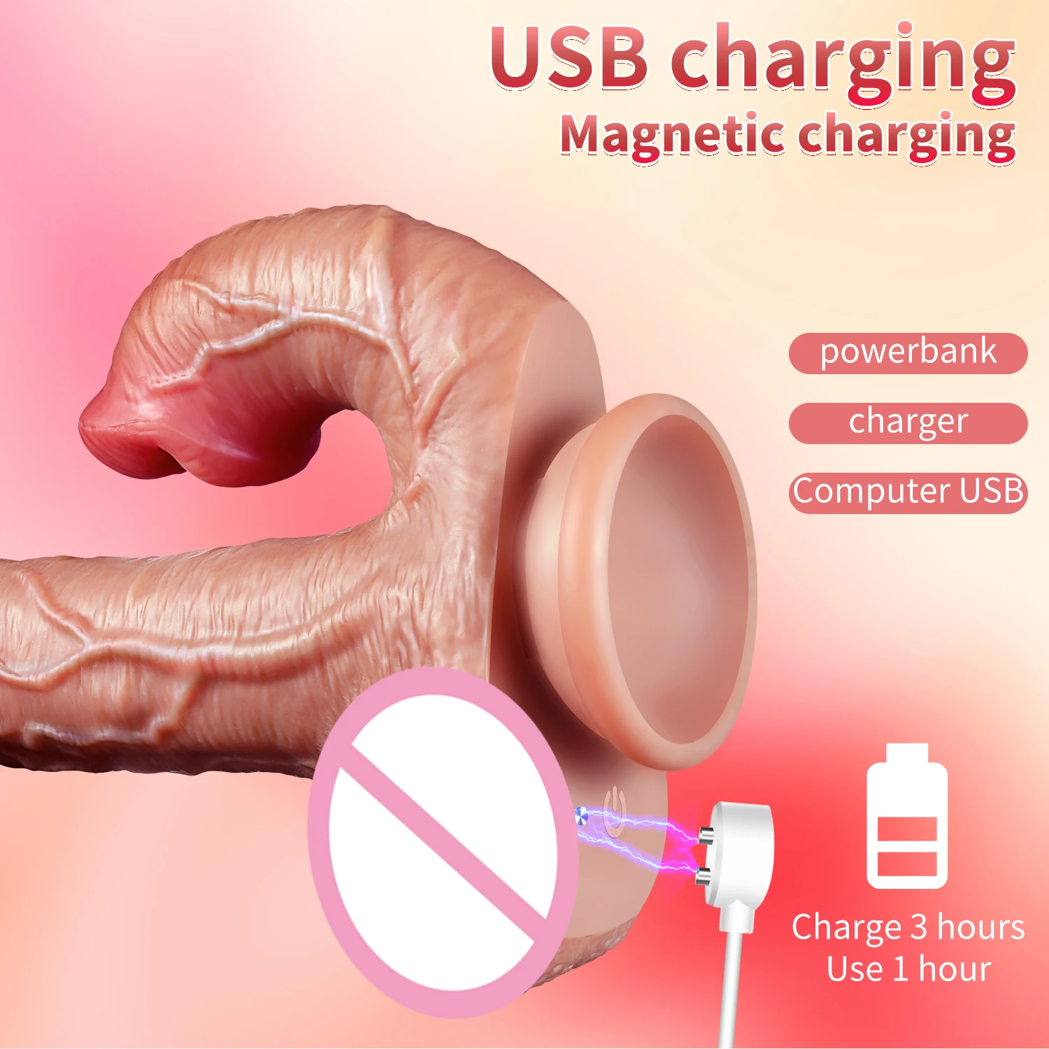 Realistic Telescopic Vibrator – Vaginal & Anal Heated Dildo for Women - Image 6